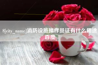 湛江消防设施操作员证有什么用途百度